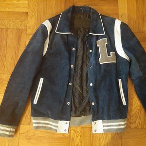 LEGRAND HOMME - Blue suede Varsity Jacket-Large